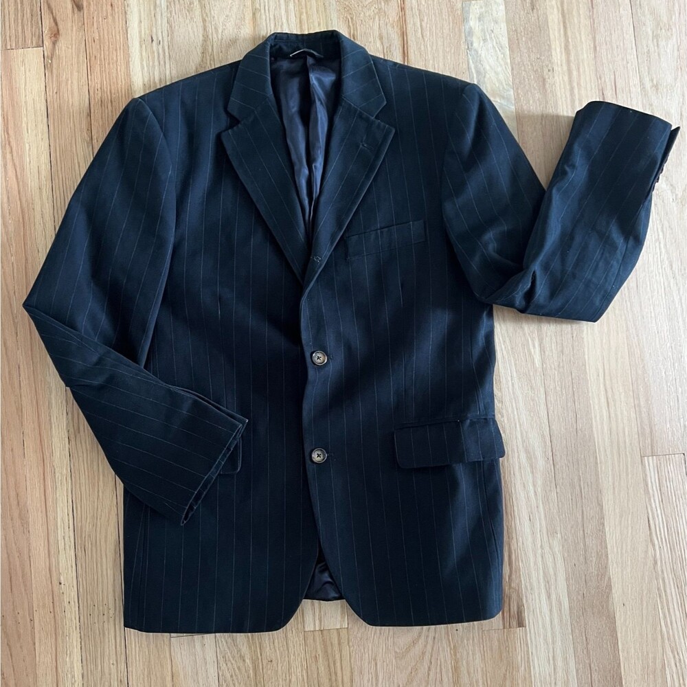 Banana Republic Cotton black pin striped Blazer Jacket sports coat business 38S